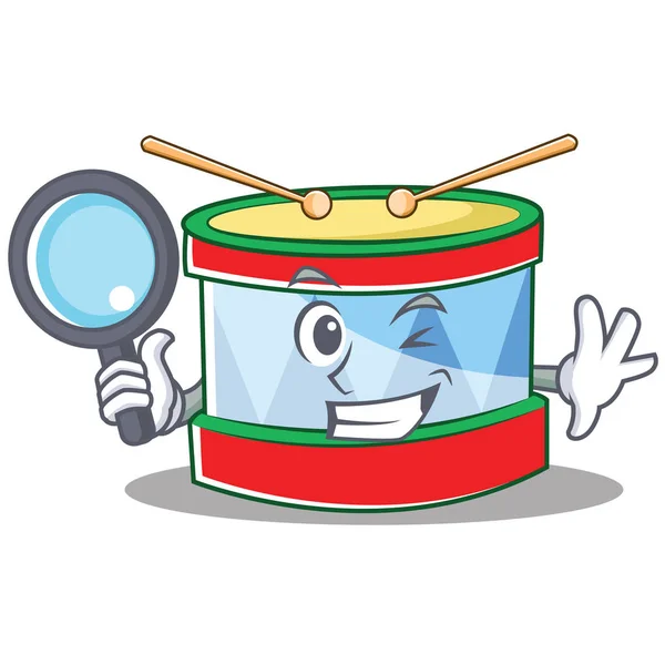 Detective toy drum character cartoon — Stock Vector