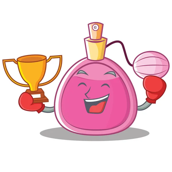 Boxe vencedor perfume personagem desenho animado estilo — Vetor de Stock