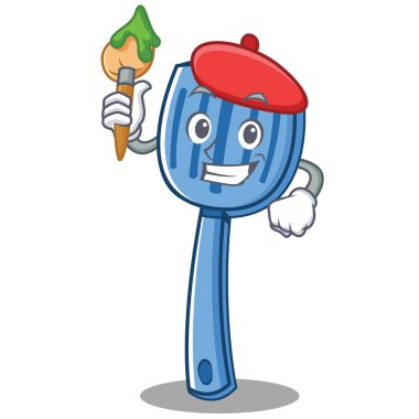 Sanatçı spatula karakter karikatür tarzı