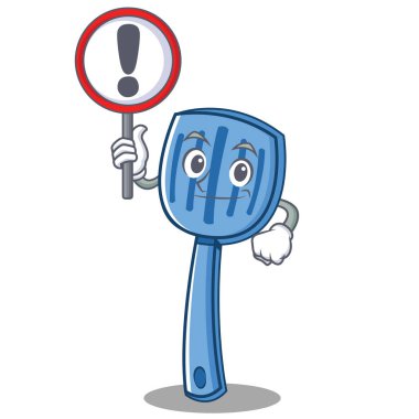 İşareti spatula karakter karikatür tarzı ile