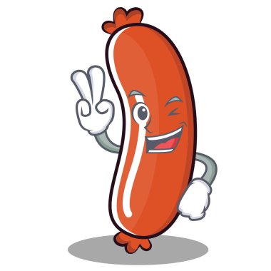 İki sosis karakter karikatür tarzı parmak