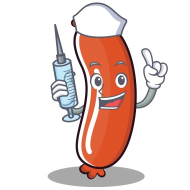 Hemşire sosis karakter karikatür tarzı