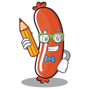 Öğrenci sosis karakter karikatür tarzı