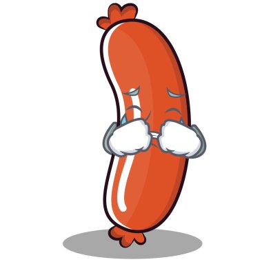 Sosis karakter karikatür tarzı ağlıyor