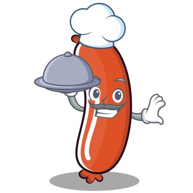 Şef sosis karakter karikatür tarzı
