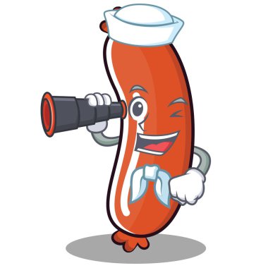 Denizci sosis karakter karikatür tarzı