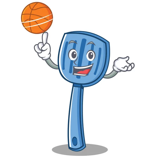 S basketbal špachtle charakter kreslený styl — Stockový vektor