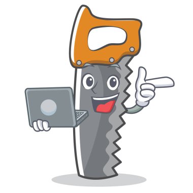 Laptop ile el karakter karikatür gördüm.