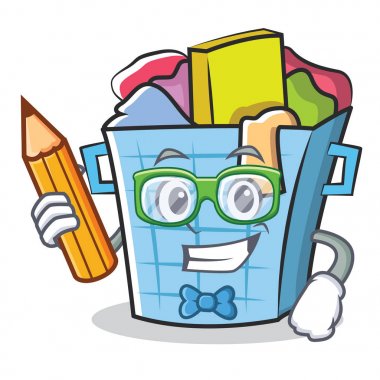 Öğrenci çamaşır sepeti karakter karikatür