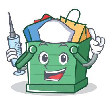 Hemşire alışveriş sepeti karakter karikatür