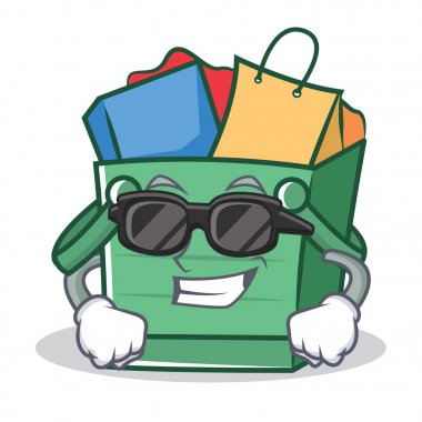 Süper cool alışveriş sepeti karakter karikatür