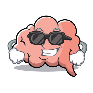 Süper cool beyin karakter karikatür maskot