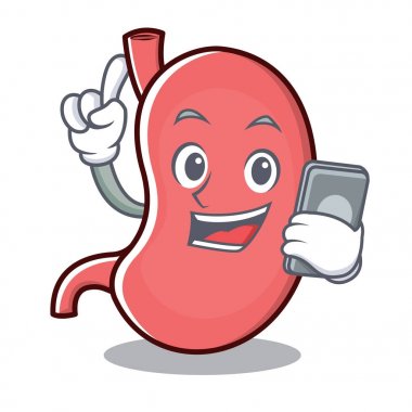 Telefon mide karakter karikatür maskotu ile