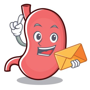 Zarf mide karakter karikatür maskotu ile