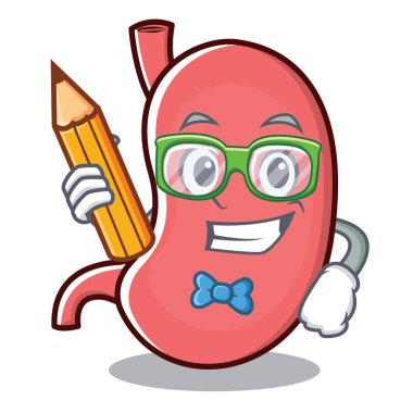 Öğrenci mide karakter karikatür maskot