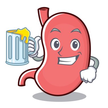 Suyu mide karakter karikatür maskotu ile