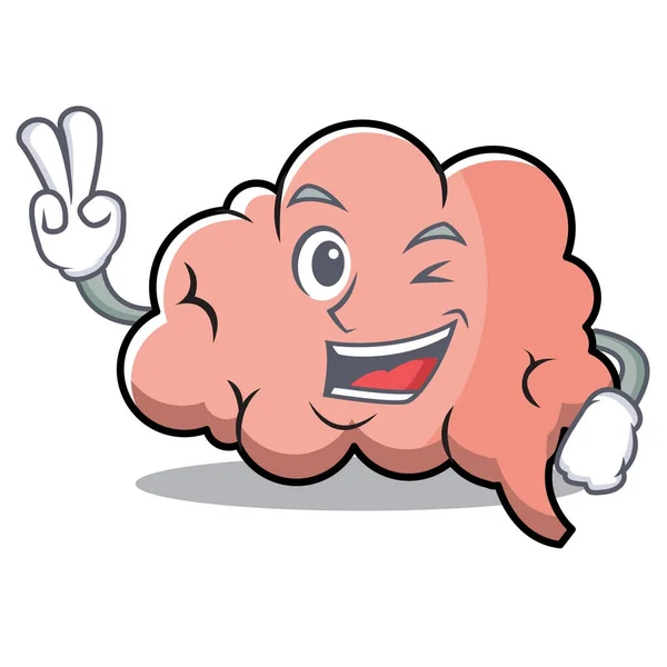 Twee vinger hersenen karakter cartoon mascotte — Stockvector