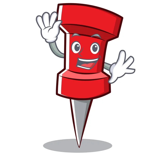 Waving red pin character cartoon — Stock Vector
