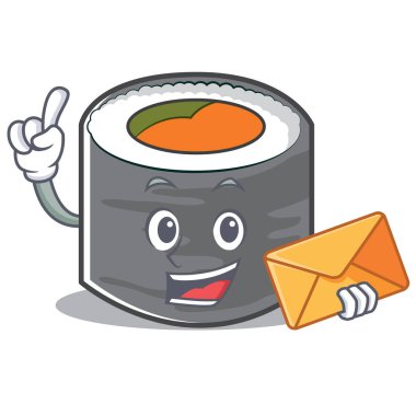 Zarf suşi karikatür karakter stili ile