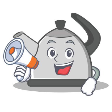 Megafon su ısıtıcısı karakter karikatür tarzı ile