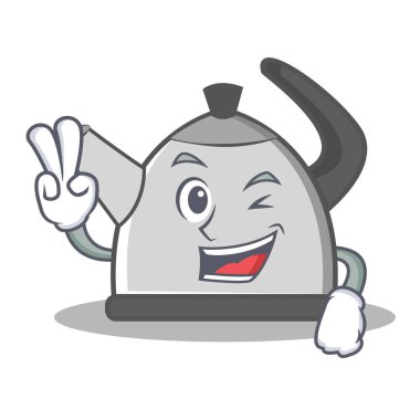 İki su ısıtıcısı karakter karikatür tarzı parmak