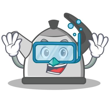 Dalış su ısıtıcısı karakter karikatür tarzı