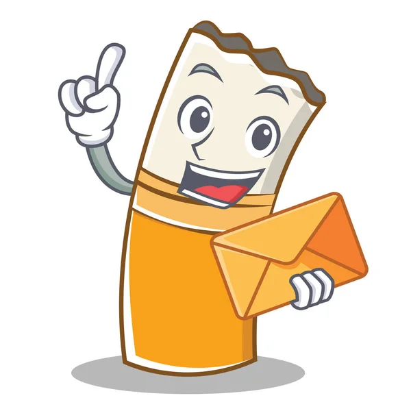 Com envelope charuto estilo cartoon personagem — Vetor de Stock