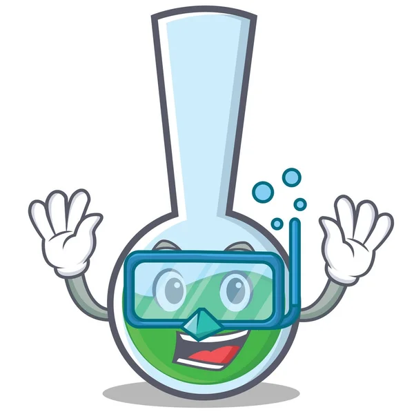 Dykning tube laboratorium karaktär tecknad — Stock vektor