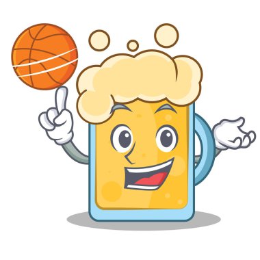 Basketbol bira karakter karikatür tarzı ile