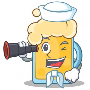 Denizci bira karakter karikatür tarzı