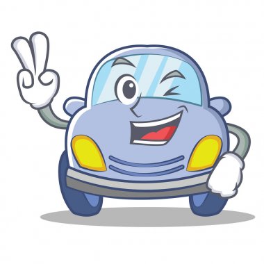 İki parmak şirin araba karakter karikatür