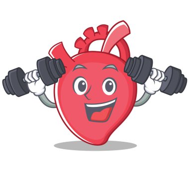 Fitness kalp karakter karikatür tarzı