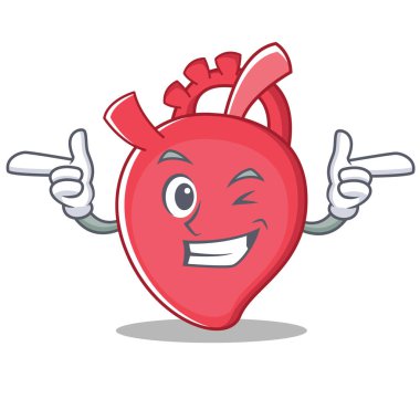 Wink kalp karakter karikatür tarzı