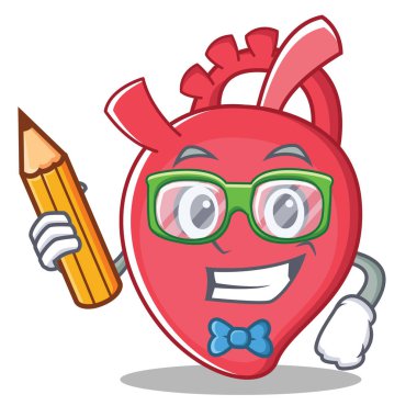 Öğrenci kalp karakter karikatür tarzı