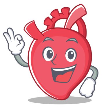 Kalp karakter karikatür tarzı Tamam