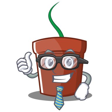 İşadamı çiçek pot karakter karikatür