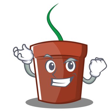 Başarılı çiçek pot karakter karikatür