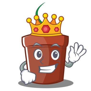 Kral çiçek pot karakter karikatür