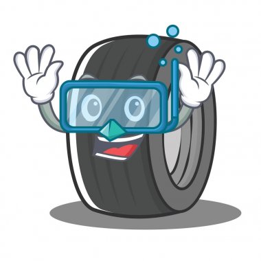 Dalış lastik karakter karikatür tarzı