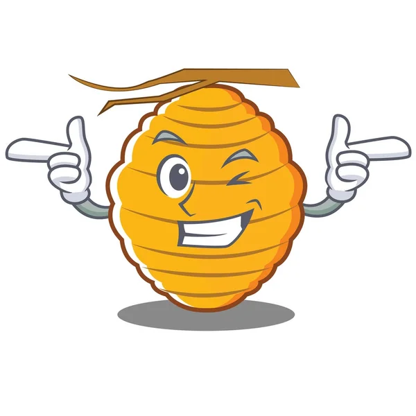 Augenzwinkern Bienenstock Charakter Cartoon — Stockvektor