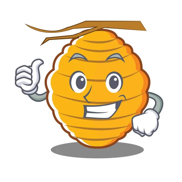 Thumbs up bee hive karakter kartun - Stok Vektor