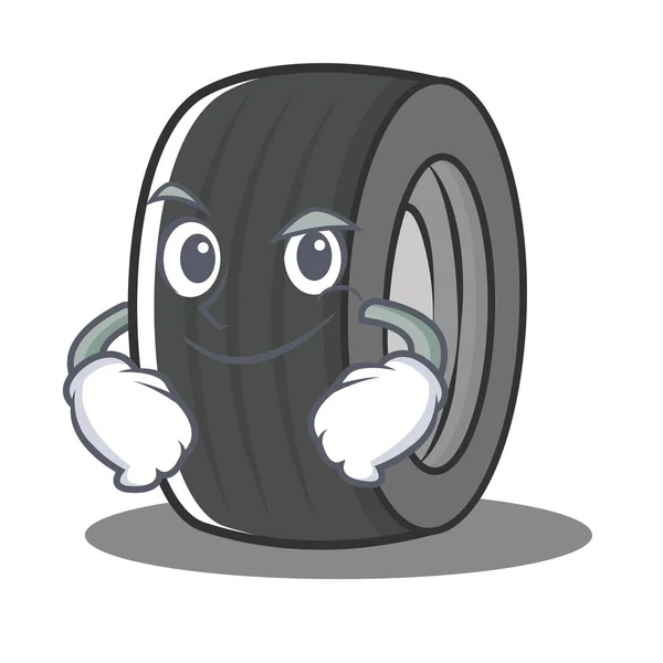 Smirking pneu personagem desenho animado estilo — Vetor de Stock
