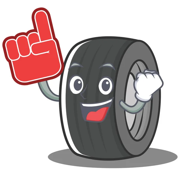Espuma dedo pneu personagem desenho animado estilo — Vetor de Stock