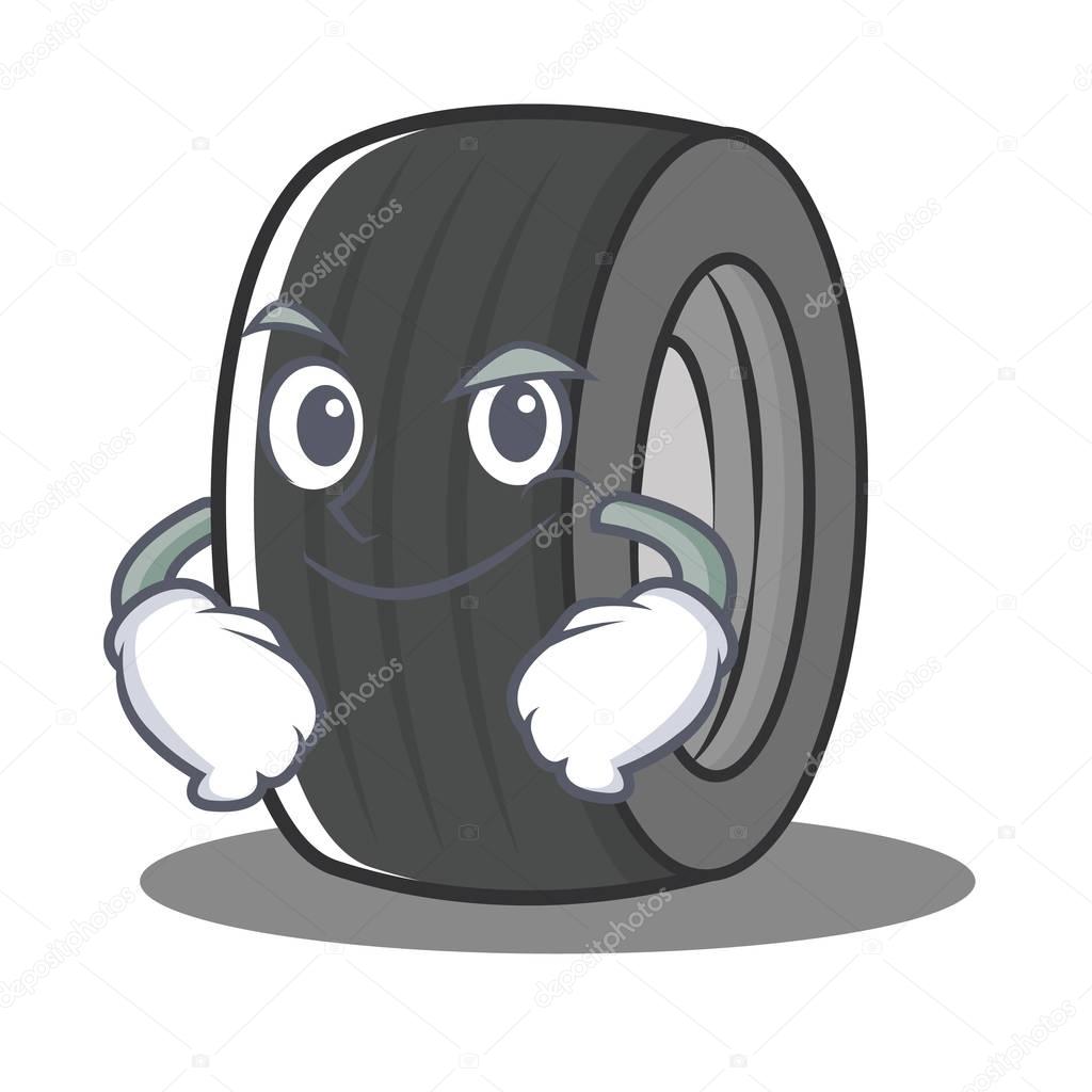 Smirking tire character cartoon style