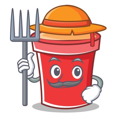 Çiftçi kova karakter karikatür tarzı