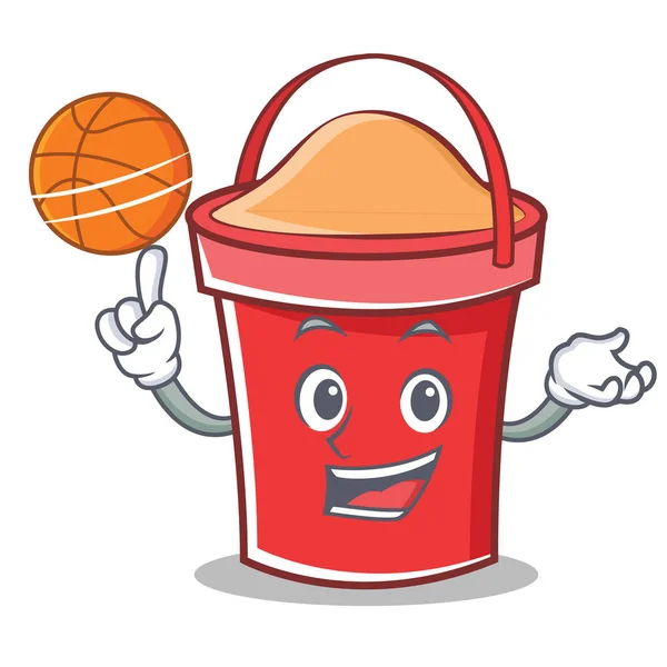 Mit Basketball-Eimer Charakter Cartoon-Stil — Stockvektor