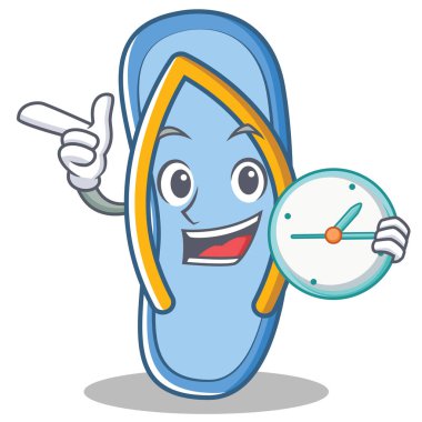 Saati ile flip flop karakter karikatür