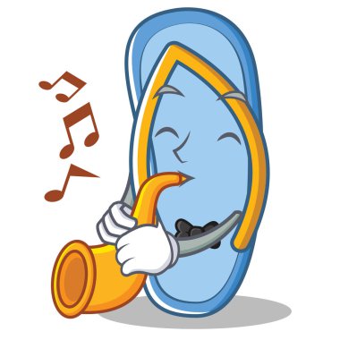 Trompet ile flip flop karakter karikatür