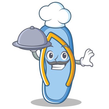 Şef gıda ile flip flop karakter karikatür