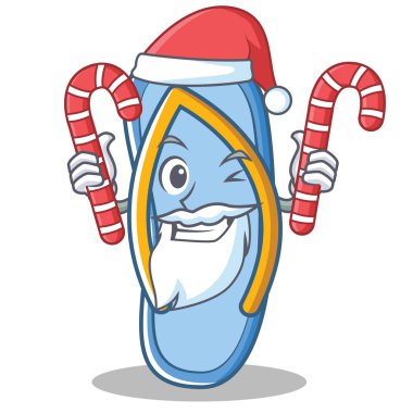 Santa şeker ile flip flop karakter karikatür